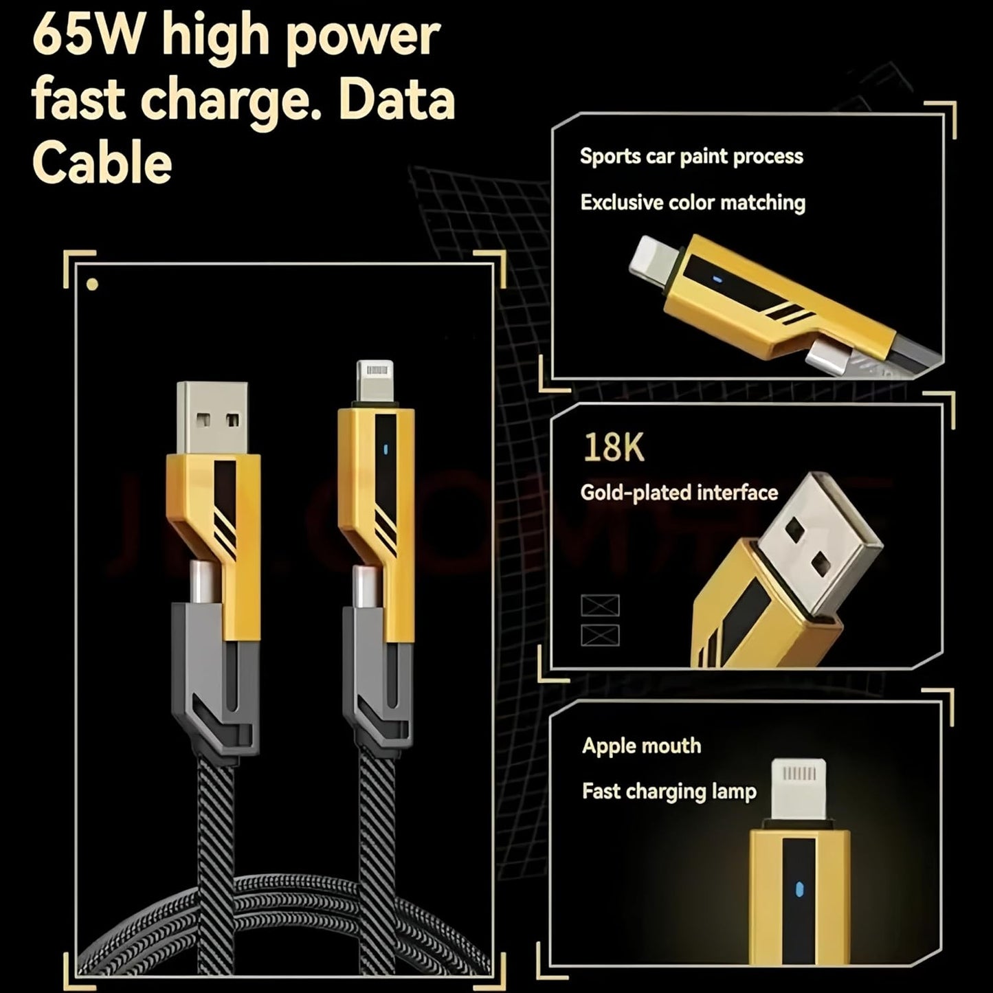 4-in-1 Multi USB Charging Cable – For IPhone and Type C| Fast Charging Cable