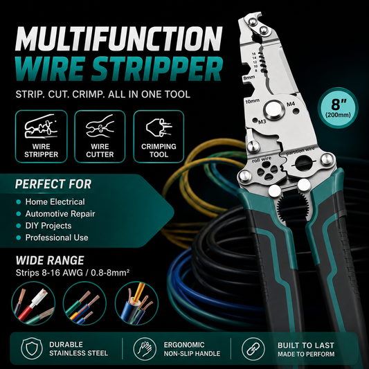 Multi-Function Wire Stripper, Cutter & Crimping Pliers