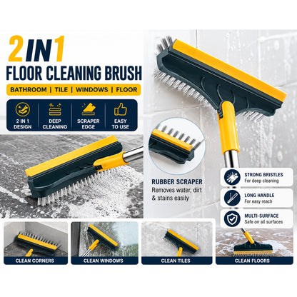 2 in 1 Floor Cleaning Brush Bathroom Tile Windows Floor Cleaning Brush with 120° Rotatable Head
